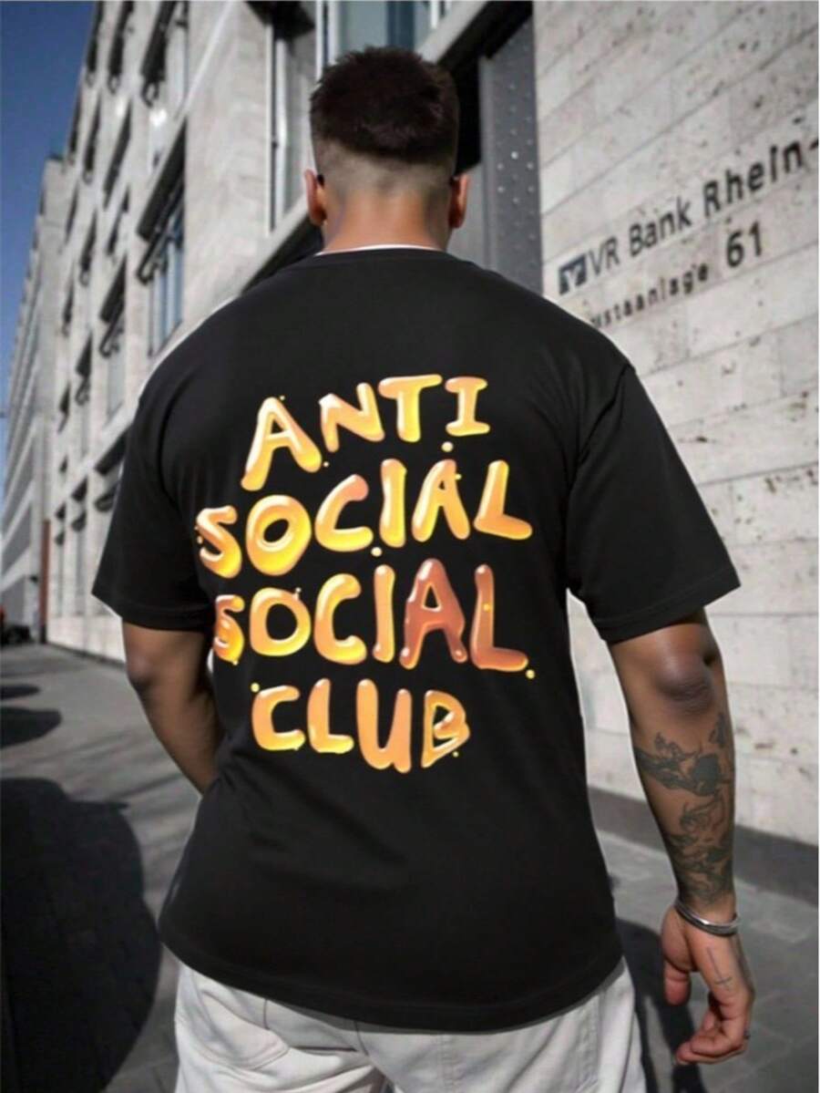 Playera Anti Social Sad Dorado LL Club Unisex Oversize - Negro - Ver 1
