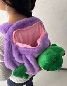 Kit Mochila Transportadora de Rana Rene de Lara Campos - Incluye Rana Rhenee - Mochila y Rana - Morado Violeta - Ver 4