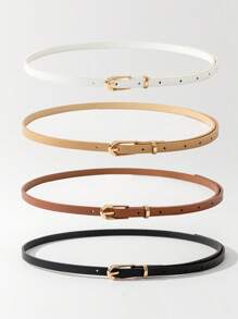 4 Stücke/5 Stücke Damen minimalistische ultra schmale Taillengürtel, vielseitig einsetzbares Anzubehör-Set