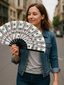 1 pieza Abanico manual / Abanico plegable - "Montón de dinero" / "Abanico de dinero" - Chasquido grande para raves, abanico plegable unisex adecuado para EDM, festivales de música, clubes, eventos, fiestas, baile, actuaciones, decoraciones, regalos - Multicolor - Ver 11