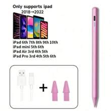 1 pieza Bolígrafo de lápiz táctil de aleación de aluminio blanco con 2 puntas, compatible con iPad Pro, Air, Mini, bolígrafo capacitivo para dibujar compatible con tabletas Apple actualizadas después de 2018