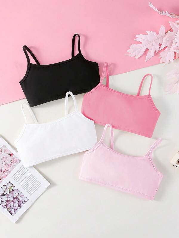 Chatreadl Chatreadl 4 Piece Casual Simple Solid Color Girls Bra Camisole Suitable For All Seasons