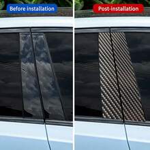 2 件 5D 黑色碳纤维纹理汽车贴纸，适用于玻璃、金属/塑料表面、防刮盖、汽车装饰贴花，适用于 B 柱和车门