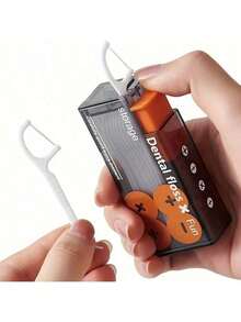 1pc Dental Floss Storage Box, Portable Home Creative Lighter Style, High-End Portable Automatic Toothpick Box - Màu xám đen - Xem 10