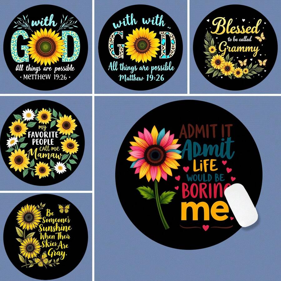 Mousepad Redondo com Base de Borracha Antiderrapante, Mousepad Engraçado, Adequado para Mouse de Computador Sem Fio de Mesa, Escritório e Casa, Suprimentos de Escritório Decorativos, Um Presente Adorável para Mulheres e Meninas