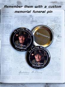 1 Stück personalisierter Memorial Trauer Anstecker, individualisierter Trauernadel mit Foto und Text