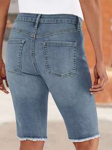 Spring/Summer Alert: Double Button Denim Skirts For Young Fashionistas! - Navy Blue - View 2