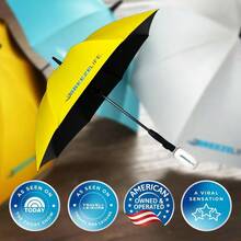 Original Mister Breeze Sun Umbrella With Fan And Mister Umbrella Mister With Builtin Fan For Festivals Beach And More. Yellow - Yellow - View 4