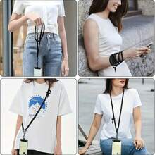 120cm Metal Hook Mobile Phone Lanyard Strap With Adjustable Pad, Crossbody Phone Holder