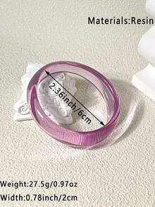 1 chiếc vòng tay nhựa nhiều màu sắc, kiểu dáng bất đối xứng, phong cách Châu Âu & Mỹ mới dành cho nữ, thiết kế hình học trong suốt, bề mặt mịn, phù hợp để đeo hàng ngày, phối cùng trang phục thường ngày hoặc làm quà tặng. - Nhiều màu A - Xem 9