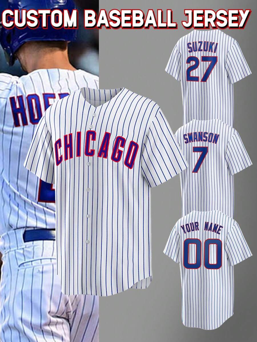 Camiseta de béisbol personalizada con nombre y número, estilo novio, de punto bordado, cuello en V, Chicago White, de manga corta y abotonada, para fiestas, juegos, entrenamiento y deportes, tallas S-XXL, elegante, de moda, estilo urbano, informal, minimalista. Regalo personalizado y único para él, novio, familia y amigos para cumpleaños, vacaciones, escuela, competición y deportes.