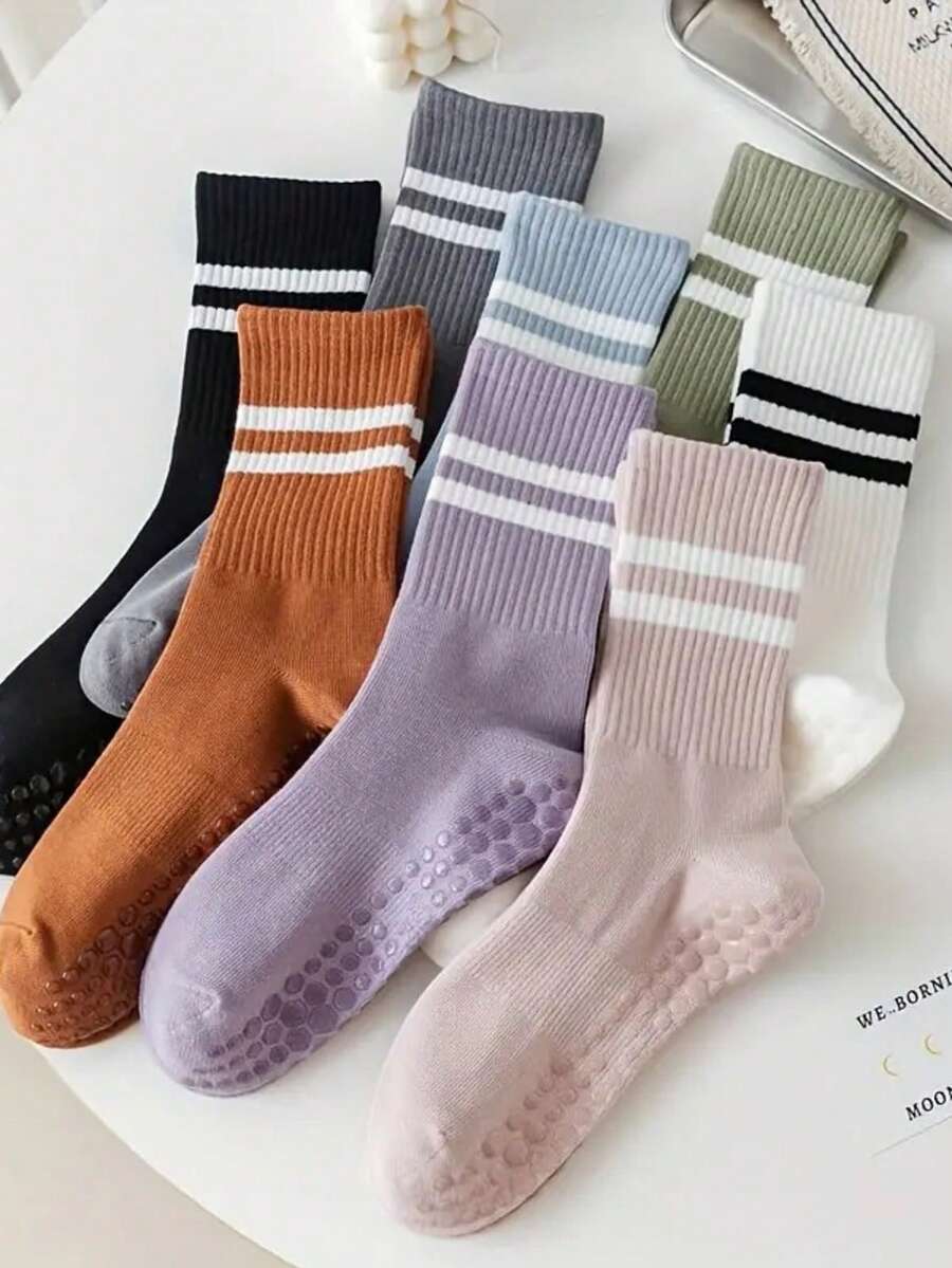 Kit 3 Pairs Pilates Yoga Socks Long Shaft Cotton With Non-Slip Comfort For Sports - Nhiều màu - Xem 1