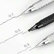 3pcs Set, High-Quality Metal Black/Silver Automatic Pencils & Pencil Leads & Eraser, 0.3/0.5/0.7/0.9/2.0mm Black HB Replacement Graphite Lead Is Not Easy To Break, Suitable For Professional Art Hand Drawn Pens And Stationery Supplies (1 Pen+1 Lead+1 Rubber As A Gift) School Supplies, Back To School - one-size - View 5