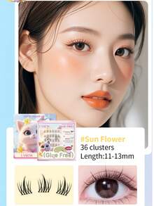 LAARAS 新款时尚无胶假睫毛，向日葵设计睫毛，无需胶水，自然卷曲可重复使用睫毛 - C - 查看 7