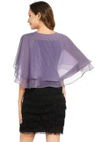 Women's Sheer Shawls And Wraps Evening Dresses Soft Wedding Cape Lightweight Bridesmaid Scarves Cover Up - Màu tím - Xem 6