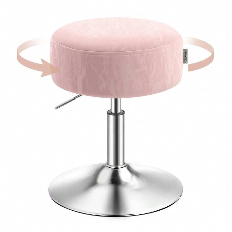 Tabouret de Maquillage, Réglable en Hauteur, Pivotant à 360 Degrés, en PU, Coussin Épais, Tabouret de Coiffeuse, pour Chambre, Cuisine, Salle à Manger, Moderne,  Rose Bonbon - Rose bonbon - Voir 3