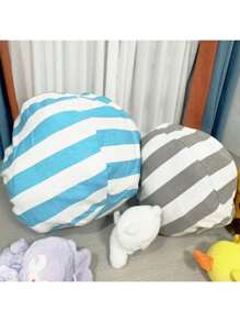 1 pezzo Borsa portaoggetti in peluche a righe, fodera per sedia di grande capacità con manico, materiale in poliestere di alta qualità, borsa multiuso con cerniera per riporre coperte, borsa portaoggetti in peluche per bambini, borsa a righe per divano, borsa da viaggio con zip e grande capacità per coperte, borsa multifunzione in tela per giocattoli, coperte e articoli da viaggio, scatola portaoggetti per l'organizzazione domestica, la miglior scelta per riporre giocattoli a casa