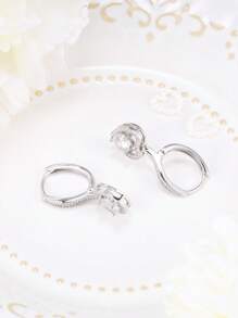 925 Sterling Silber Ohrringe, kubische Zirkonia Herz Anhänger Hypoallergene Ohrringe für den täglichen Gebrauch, Geburtstagsgeschenk