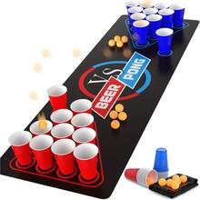 1 Peça de Tapete para Mesa de Bebida Pong, Jogos de Bebida para Festa de Adultos, Festa ao Ar Livre, Camping e Diversão no Quintal, Ideal para Natal, Halloween, Ação de Graças e Ano Novo, Sem Necessidade de Eletricidade, Não Incluídas as Bolas e Copos de Beer Pong - Preto - Visão 5