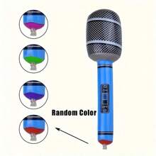 12pcs/6pcs Inflatable Microphone Props, PVC Microphone Entertainment Performance Stage Decor Inflatable Party Props Balloons Gifts, Inflatable Microphone Set - Modern Style, No Electricity Needed, No Feather, Suitable For Christmas, Halloween, Light Festival, Thanksgiving, Birthday Party And Music Festival Celebrations (Random Color)