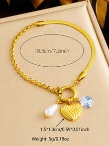 1 Stück modisches Herz geometrisches Quastendekor Anhänger Schlangenknochen Kette Armband, geeignet für täglichen Gebrauch von Frauen