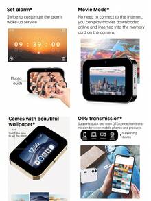 Máy ảnh kỹ thuật số D6 Triple Camera CCD 64 triệu điểm ảnh, quay phim, chụp ảnh, âm nhạc, màn hình cảm ứng OLED, thẻ nhớ - màu đen - Xem 10