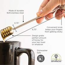 Fox Run Honey Dipper C Stainless Steel Honey Stirring Stick, 6.5" - Stainless Steel Dipper - View 6