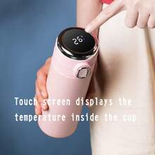 1 cốc thép không gỉ cách nhiệt hiển thị nhiệt độ cảm ứng 420ML/14.2oz, dung tích lớn, nắp tự đóng kín, hình hạt đậu thông minh, thích hợp cho đạp xe, du lịch ba lô, văn phòng, ô tô, trường học, tiệc tùng, cắm trại - Nhiều màu - Xem 7