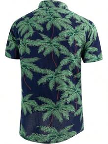 Floral Hawaiian Shirt For Men Summer Button Up Shirt Short Sleeve Mens Beach Tropical Casual Aloha Shirthalloween - Rừng lá cọ mới - Xem 7