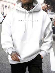 Originals Men's  Flannel Sweatshirt Top - White With Black - View 1