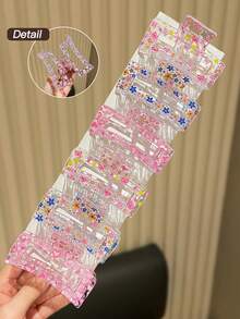 6 chiếc kẹp tóc vuông cỡ vừa dễ thương, nhiều màu sắc, in hình trái tim, thích hợp cho kiểu tóc hàng ngày, được đề xuất làm quà tặng phụ kiện tóc làm đẹp mùa thu đông cho trang phục đi nghỉ mát, kẹp tóc hoa cho nữ mùa hè - Nhiều màu - Xem 6