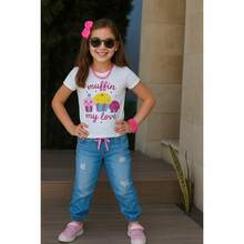 Playera Blanca para Niña Talla 8 con Diseño de Muffins – Ropa Infantil Divertida - Blanco - Ver 1