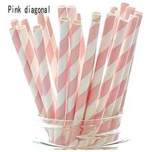 [Quantity Options] Pink Paper Straws - Summer Fruit Party Supplies, Beverage Straws, Suitable For Parties, Holidays, Beach, Birthdays And Holiday Gatherings, Party Tableware | Cute Design | Pink-Themed Products,School Supplies - 100 Pieces - View 2