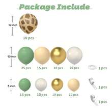 133pcs Jungle Animal Theme Balloon Garland Set, Including Green, Skin Color, Sand White, Gold Latex Balloons, Perfect For Birthday Party Decorations, First Birthday, Shower Decorations, Outdoor Decorations, Cartoon Animal Theme Party Supplies - Multicolor - View 3