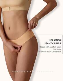 Women Seamless Cheeky Bikini No Show Panties Ladies Invisible Breathable Briefs Soft Stretch Underwear Multi Pack - Dark Hue - View 3