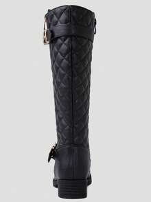 GLOBALWIN Women's Quilted Knee High Boots Low Heel Comfortable Fashion Dressy Riding Boots For Women  Plain    Goth - màu đen - Xem 5