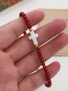 ZIRUISP Jesus Cross Beads Bracelet Hand Woven Adjustable Christian Religious Jewelry For Women Men Perfect Gift For Baptism ,Daily Wear And Spiritual Inspiration - 1 Cross Beaded Bracelet - View 5