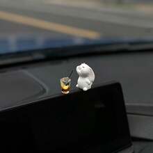 Mini Cute Coffee Cup Rabbit/Dog Decor Ornament For Car Interior Dashboard - Multicolor - View 4