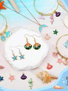 1/5/10/20 pares de encantos del océano para la fabricación de joyas, encantos marinos con temas de playa, surtido de esmalte con animales marinos, estrellas de mar, conchas marinas, colgantes de encanto marinos para collares, aretes, pulseras y manualidades