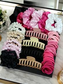 117 Stück/Set mit rosafarbenen süßen Sommer Haaraccessoires, einschließlich Haarband, große Blumen Haarspangen, Haargummis und Scrunchies - geeignet für Mädchen und Frauen, ob für den Weg zur Arbeit, Dates, Partys oder Urlaub, kann Ihre Frisurbedürfnisse erfüllen und Sie zum Fashion-Fokus machen - Neues Design für 2025, Haaraccessoires, Haarklammern