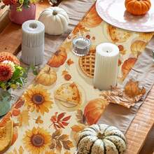 1pc, Pumpkin Leaves Thanksgiving Turkey Fall Table Runners, Give Thanks Pumpkin Holiday Indoor Outdoor Table Decoration For Home