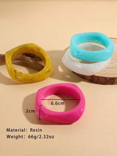 1pc Asymmetric Geometric Vintage Style Resin Bracelet, Fashionable Women Jewelry Accessory