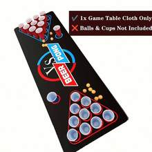 1 Peça de Tapete para Mesa de Bebida Pong, Jogos de Bebida para Festa de Adultos, Festa ao Ar Livre, Camping e Diversão no Quintal, Ideal para Natal, Halloween, Ação de Graças e Ano Novo, Sem Necessidade de Eletricidade, Não Incluídas as Bolas e Copos de Beer Pong - Preto - Visão 8
