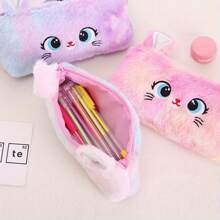 1 Peça Estojo de Lápis de Pelúcia Gato Fofo com Zíper, Bolsa de Grande Capacidade para Armazenamento de Artigos de Papelaria, Cosméticos, Escolares - Estojo de Lápis Gato Peludo Travesso, Grande Capacidade, Escolha Ideal para Presentes, Volta às Aulas, Suprimentos Escolares