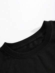 Men's Versatile And Stylish Pure Cotton T-Shirt, Durable And Soft, With A Round Neck And Short Sleeves, Suitable For Sports, Home Wear, Casual Outings, And Dates. - 黑色 - 查看 2