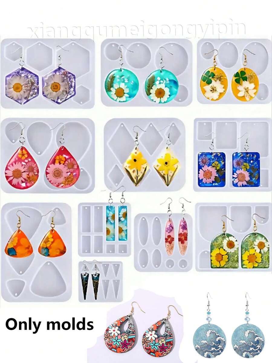 Earrings Dropping Silicone Mold DIY Jewelry Set Earrings Pendant Hanging Making Resin Creative Jewelry Handicraft Enthusiasts Gift (Multiple Styles To Choose From) - White - View 1