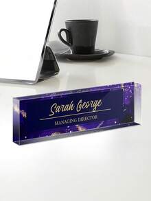 Custom Name Plate For Desk | Office Decor | Desk Nameplate | Personalized Acrylic Plaque | Gifts For Women Lady, CUSTOM Personalised Name Sign Plaque For Office Decor, Clear Acrylic Block, Coworker New Job Secret Santa Gift, School Supplies, Back To School, Ornamental, Reusable Stands,Christmas Gift - Multicolor - View 18