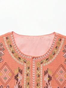 Women's Retro Style Sleeveless Jacket Elegant Comparison Sleeveless Jacket - Burnt Orange - View 5