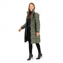 SAKERS OUTDOOR CLOTHING Chamarra Larga Mujer Elegante Con Gorro Y Peluche Sakers  Liso    Elegante    Bolsillo  Cremallera  Cordón    Diario - Verde Oliva - Ver 3