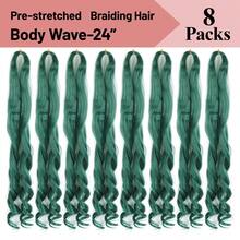 8 Packs French Curly Braiding Hair For Box Braids 24Inch Pre Stretched Loose Wavy  Bouncy Braiding Hair Extensions 75g/Pack Synthetic French Curl Crochet Hair Braids Extensions For Women Daily Holidays Party And Cosplay Braided Hair - 綠色 - 查看 4